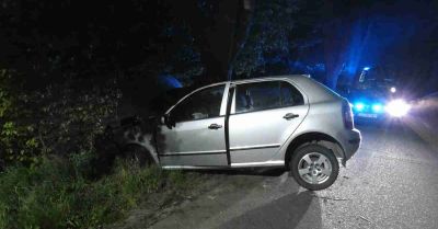 Nietrzeźwy kierowca stracił panowanie nad autem i uderzył w drzewo
